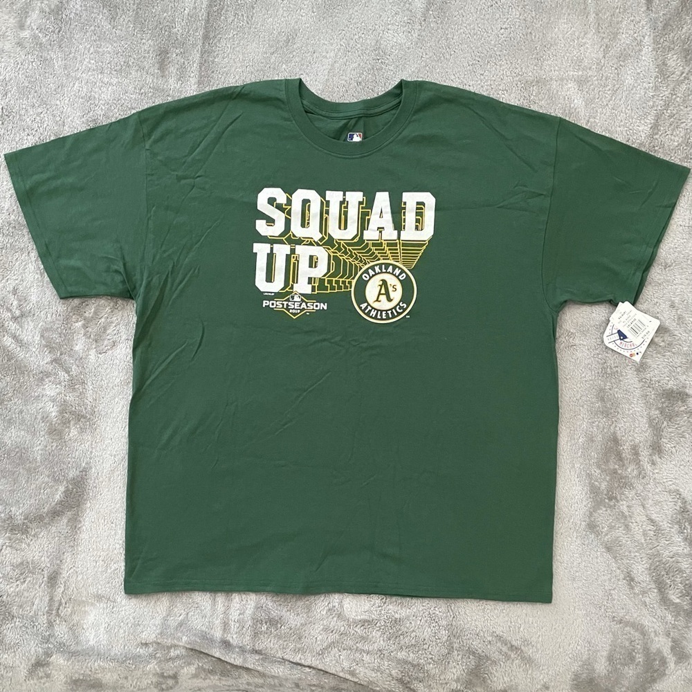 Official Oakland A’s Postseason Squad Up Graphic T-Shirt Green NWT Size 2XL